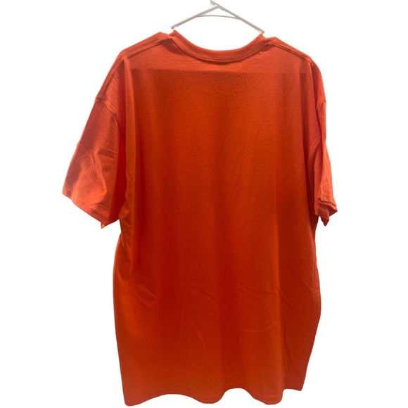 Disc Golf Shirt SASQUATCH Carrying BASKET Vinyl Custom Logo XL T-Shirt ORANGE - Picture 3 of 7